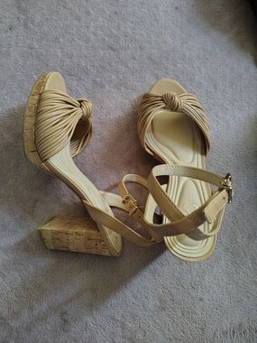 Jessica Simpson Knotted Strap Cork Wedge Sandals - Tan